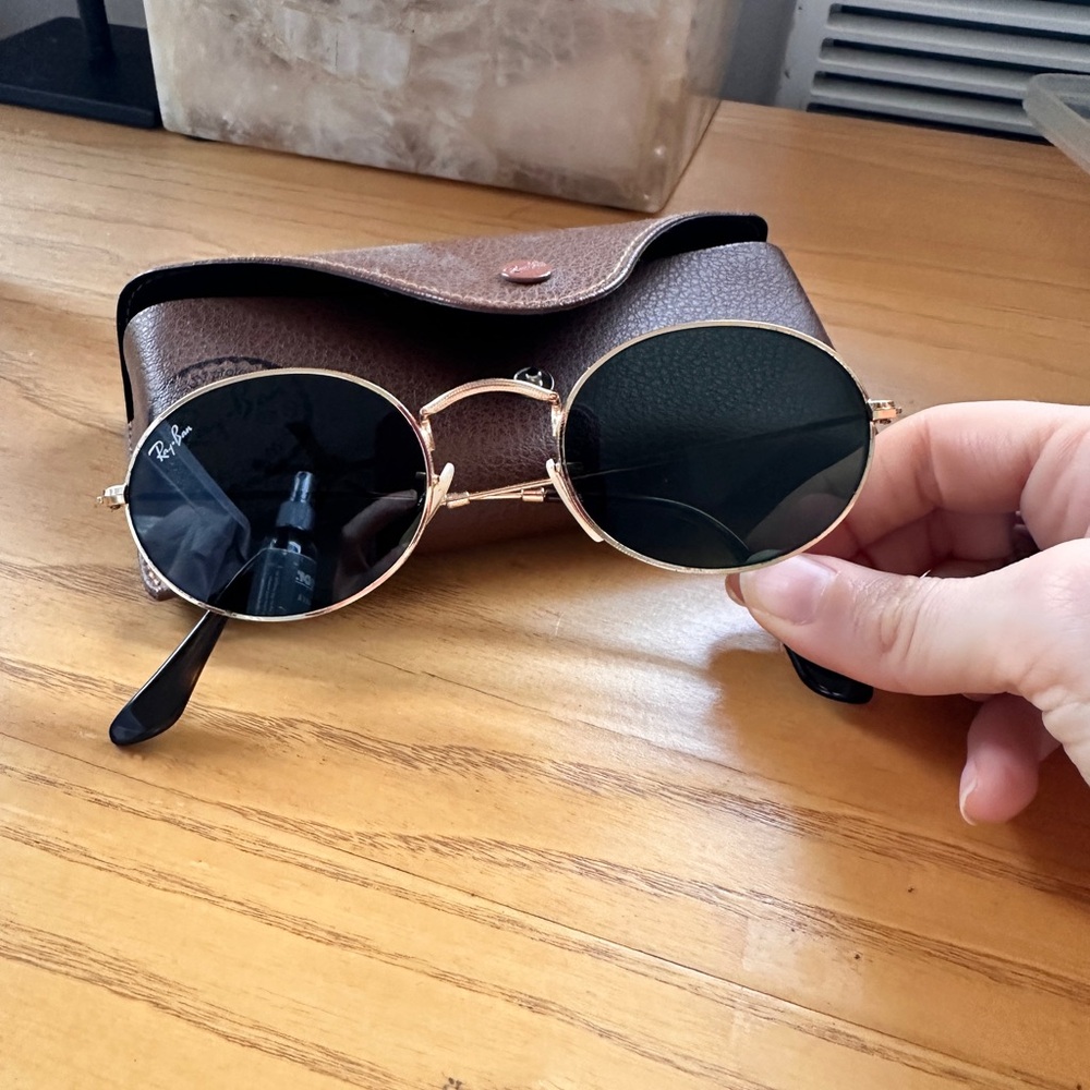 Ray-Ban Gold and Black Round Sunglasses